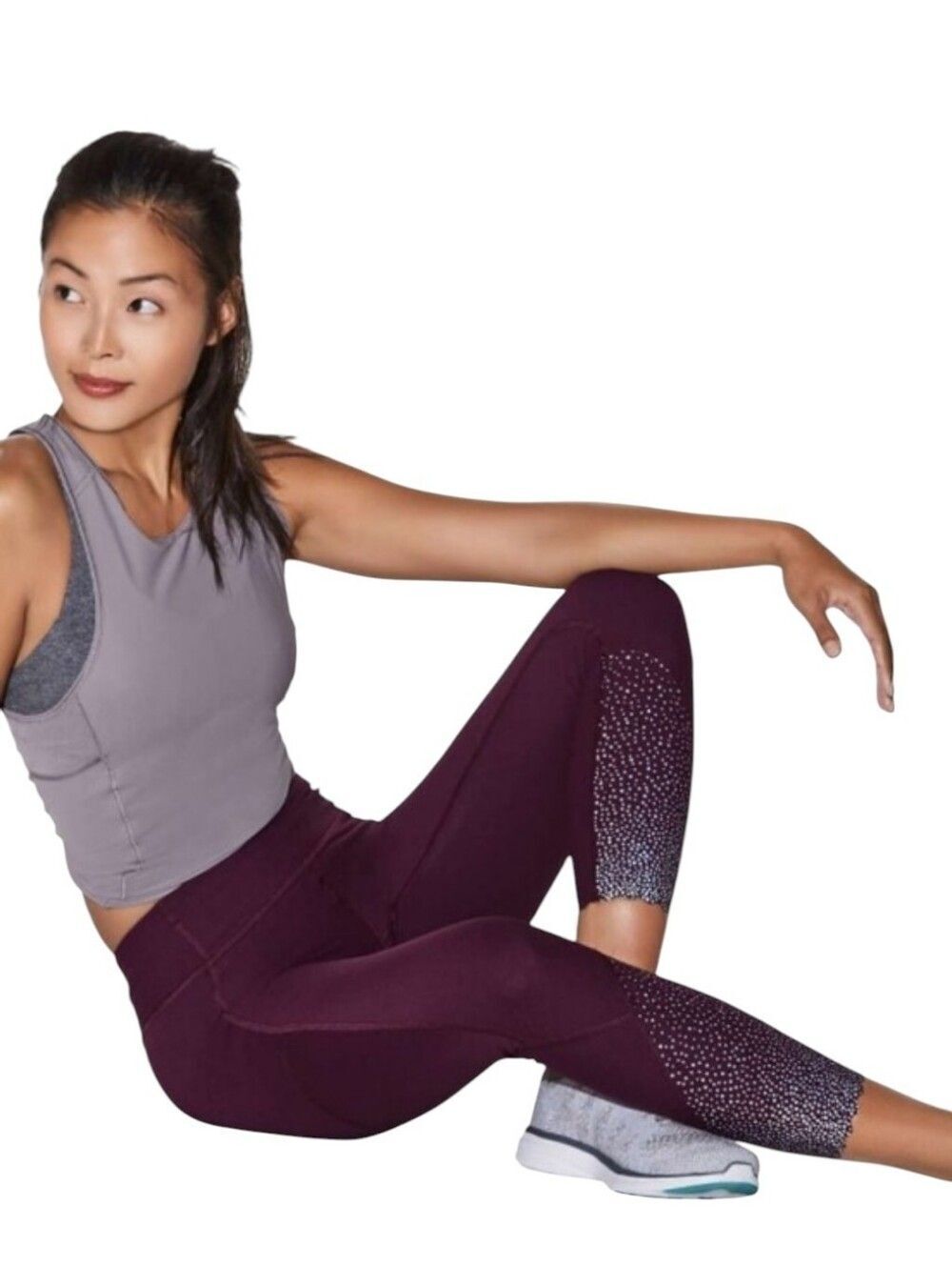 Lululemon Tight Stuff II Leggings Dark Adobe Plum Purple Reflective Size 4